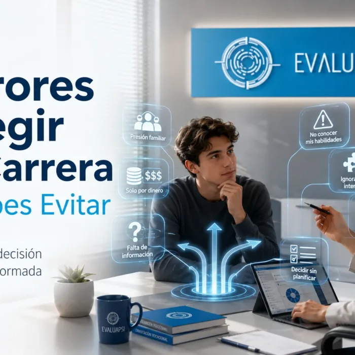 Estudiante en orientación vocacional analizando errores al elegir una carrera con apoyo profesional