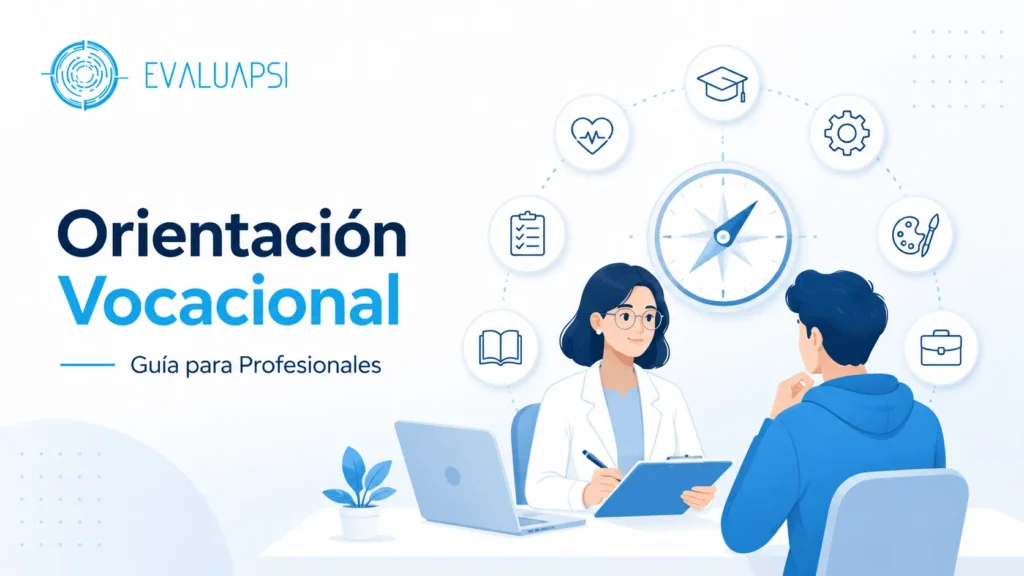 Orientación vocacional con profesional evaluando intereses y aptitudes en EvaluaPsi