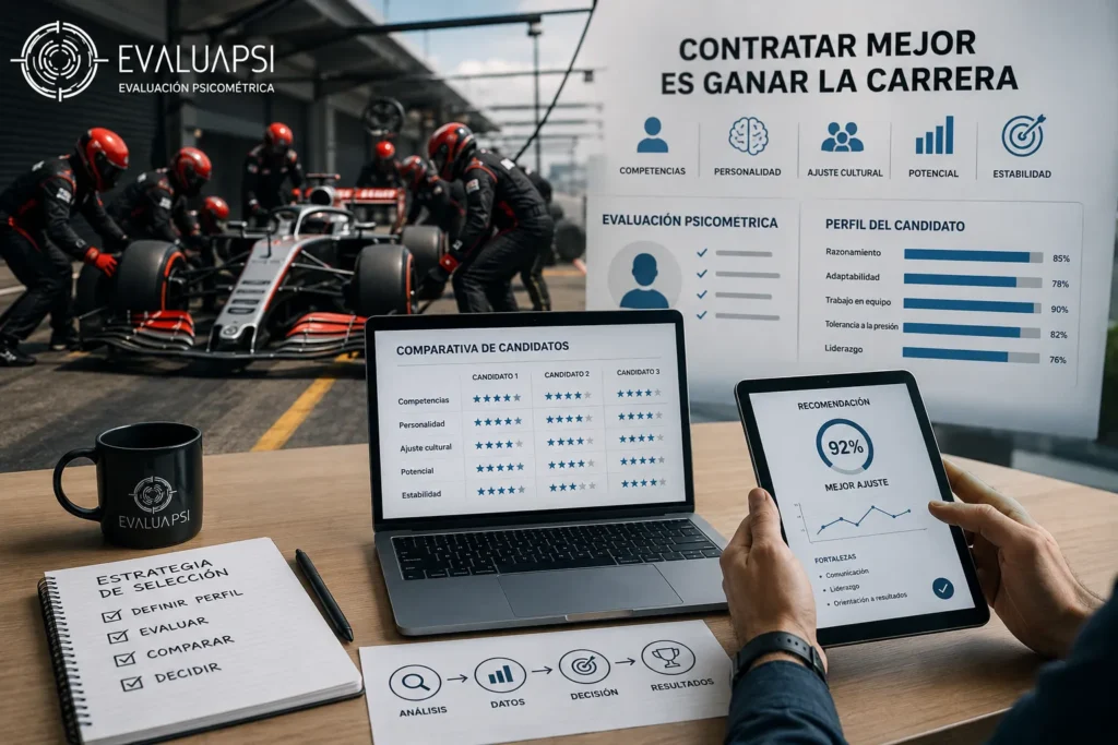 Evaluación psicométrica para PyMEs comparando candidatos con datos antes de contratar