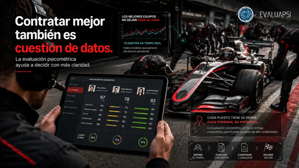 Equipo de Fórmula 1 y evaluación de candidatos para contratar mejor en PyMEs