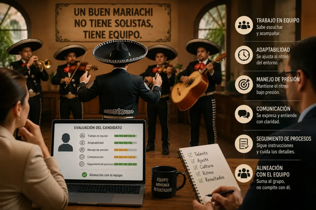 Evaluación psicométrica de candidatos para medir comunicación, presión y ajuste al equipo