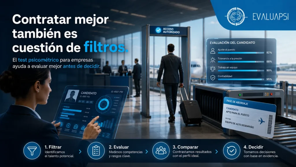 Test psicométrico para empresas con filtros de selección de personal en aeropuerto