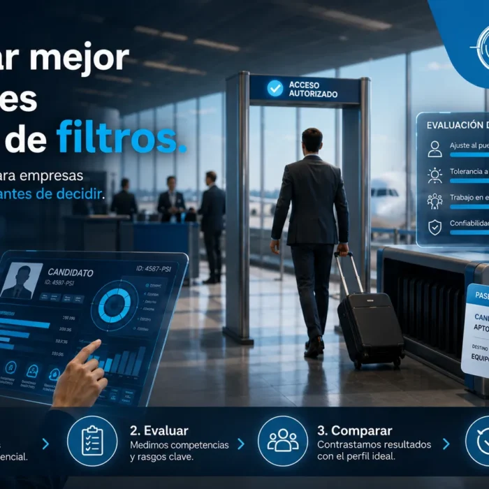 Test psicométrico para empresas con filtros de selección de personal en aeropuerto